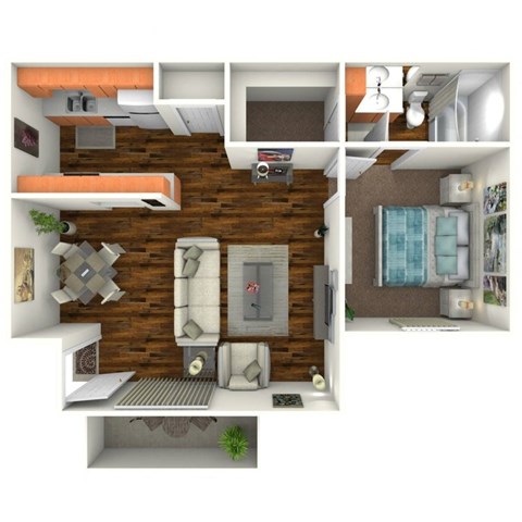 Midtown on Seneca One Bedroom Floor Plan